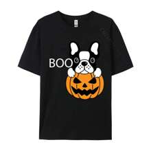 The Halloween Boston Terrier Tops Shirt Cotton Men's Tshirts The Halloween Boston Terrier Custom Top T-Shirts Discount - Black - View 1