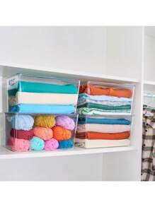 theaoo Contenedores de almacenamiento transparentes con tapas apilables, grandes recipientes de plástico para organización y almacenamiento de despensa, perfectos para cocina, nevera, lavandería, - Transparente - Ver 4