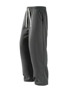 Blueplus Men's Two-Piece Loose-Fitting Drawstring Sweatpants With An Adjustable Drawstring Waistband. Comfortable And Breathable, Suitable For Outdoor Sports And Fitness. Straight-Leg Casual Pants. - 黑色+深灰色 - 查看 5