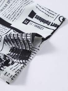 男士休闲短袖衬衫，黑白夏季度假装 - 黑與白 - 查看 5