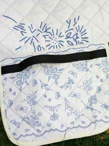 1pc, Outdoor Picnic Blanket With Waterproof Back , Foldable Picnic Mat, Printed Pattern Picnic Mat For Beach, Camping Grass Lawn Park Accessories - Blue - View 4