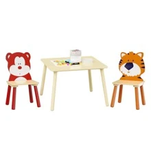 Table And 2 Chairs Set 3 Pieces Toddler Table And Chair Set Wooden Activity Play Table Set BearandTiger