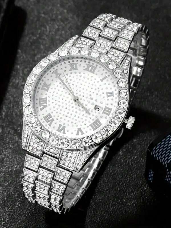 1pc Men's Quartz Watch With Metal Band, Business & Street Style