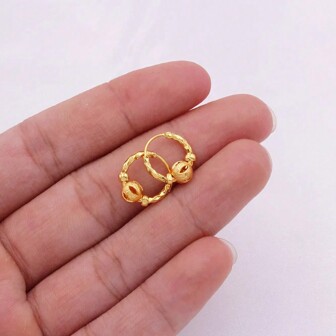 Pendientes chapados en oro, pequeños y redondos, joyas de moda para mujer, regalos, aros, perforaciones, accesorios de pendientes de oro