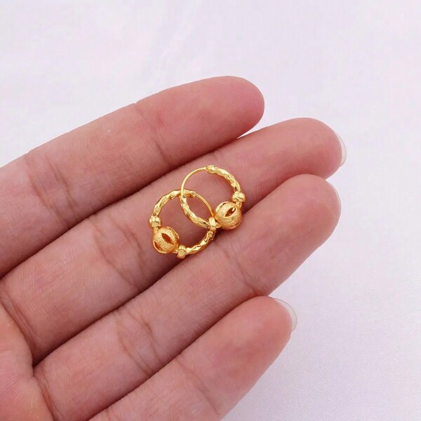 Pendientes chapados en oro pequeños y redondos, joyería de moda para mujer, regalos, aros, perforaciones, accesorios de pendientes de oro