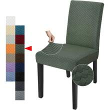 Fundas elásticas para sillas de Comedor, para Comedor, Restaurante, Cocina, Fiesta (4, Marfil) - Verde militar - Ver 1