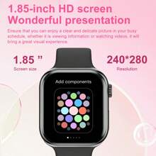 1 pieza Correa de reloj inteligente de silicona a la moda para mujeres, pantalla táctil FHD de 1,85", contestar/hacer llamadas, monitoreo de frecuencia cardíaca, múltiples modos deportivos, alarmas y alertas de notificaciones, compatible con Android e iOS - Blanco - Ver 3