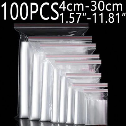 sealsuer 100 个 1.57 英寸 - 11.81 英寸可重复密封塑料袋，200 个/300 个组合，双层厚度 0.062 毫米/2.44 密耳，透明珠宝/礼品/周年纪念包装袋，多功能配件袋，衣物收纳袋，塑料真空袋，自粘透明袋，适用于运输、旅行、储存、包装、礼品、生日、周年纪念、婚礼