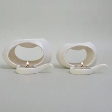 Eiförmiger Teekanne Wachskerzenhalter, Keramikkerzenhalter mit Griff Set, Heimdekoration, kreative Räucherschale, Duftölverteiler