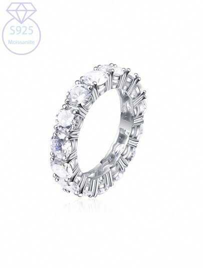KAHOOT Anillo de plata esterlina 925 con moissanita completa - Joya romántica y hermosa, regalo adecuado para el Día de San Valentín, boda, compromiso, banquete o fiesta