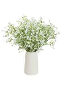 1/3/5支装人造满天星花束，户外花园生日派对婚礼装饰新娘捧花，家居客厅卧室窗台花瓶摆件，新年装饰，户外花园返校季装饰（塑料材质，易撕裂和破损） - 滿天星-白色 - 查看 5