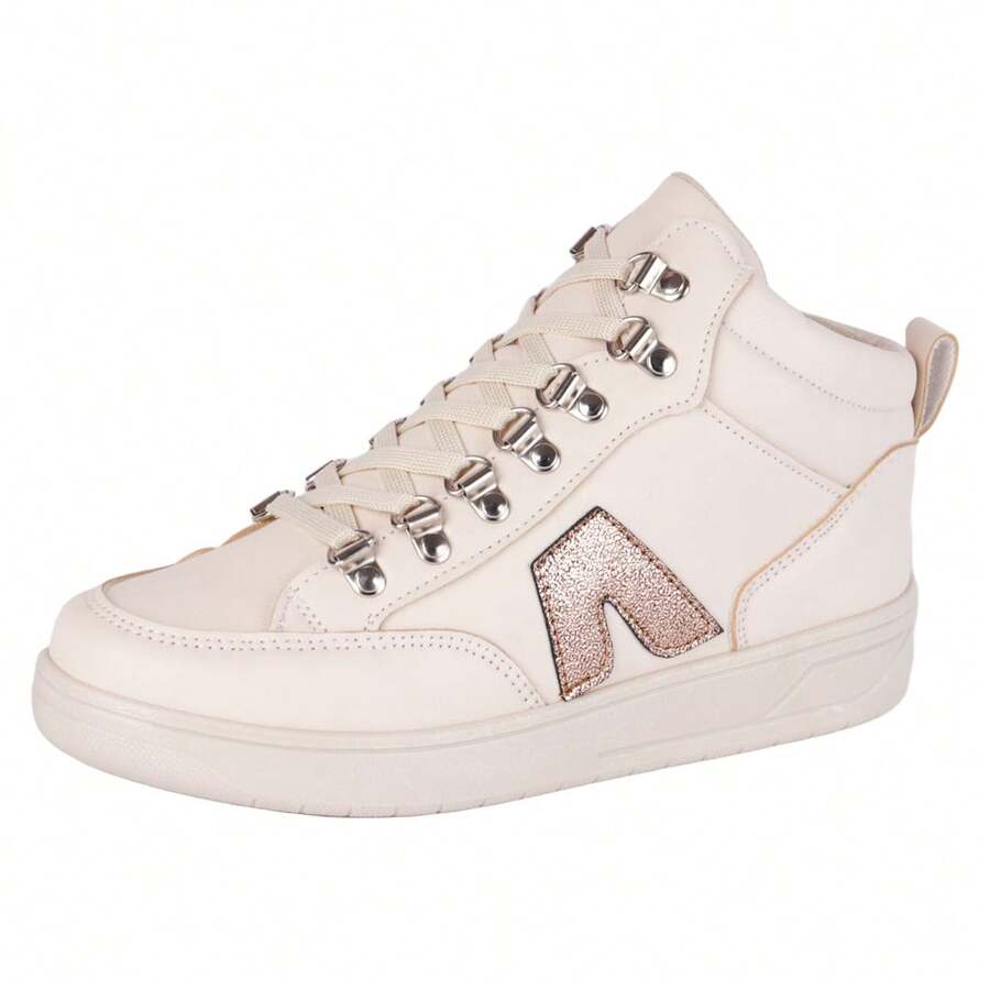 Fratello Shoe Store Fratello White Urban Boot Tennis Shoes For Women 1543, Black Sneackers With Gold Detail On The Side, 4 Cm White Sole, Fashion Boot Style Tennis Shoes For Women, Lightweight Black Tennis Shoes For Women With Non-Slip Sole - 晚的 - 查看 1