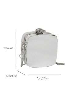 Mini Acrylic Gold Color Crossbody Earphone/Earbud Case - Silver - View 5