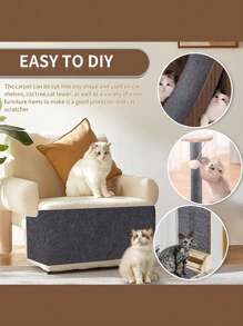 1pc Self-Adhesive Cat Scratching Mat For Walls, Carpets, Sofas & Furniture Protection, Suitable For Cat Scratching Posts - Dark Grey - View 6