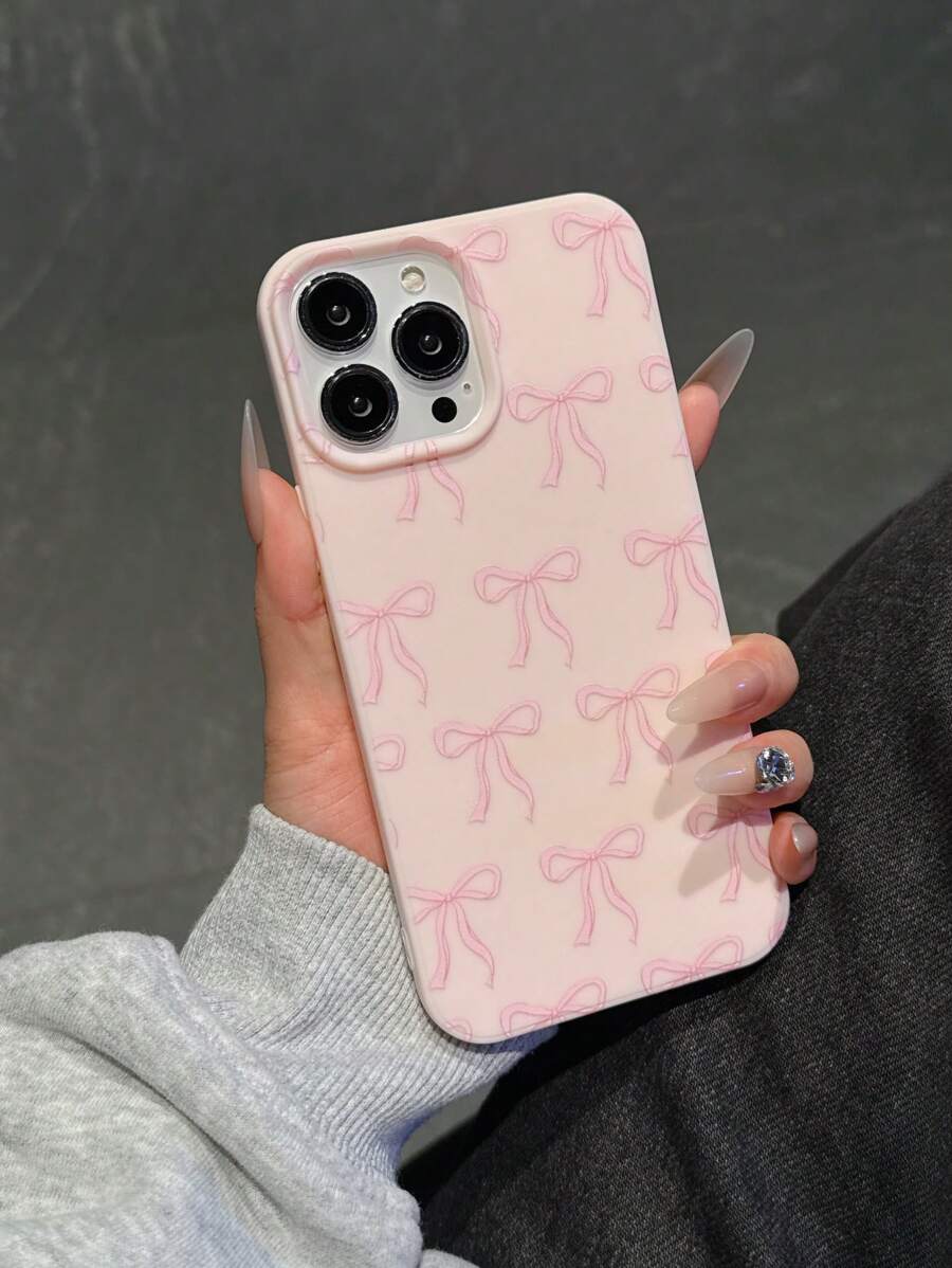 Bow-Knot 1 件蝴蝶结设计防震软手机壳兼容 Iphone 16 Pro Max/16/16 Pro/15 Pro Max/15 Pro/15/14 Pro Max/14 Pro/14/13 Pro/13/12 Pro/12/11/13 Pro Max/XR，粉色