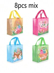 8 件防水无纺布复活节彩蛋兔子礼品袋 - 彩色 - 查看 8