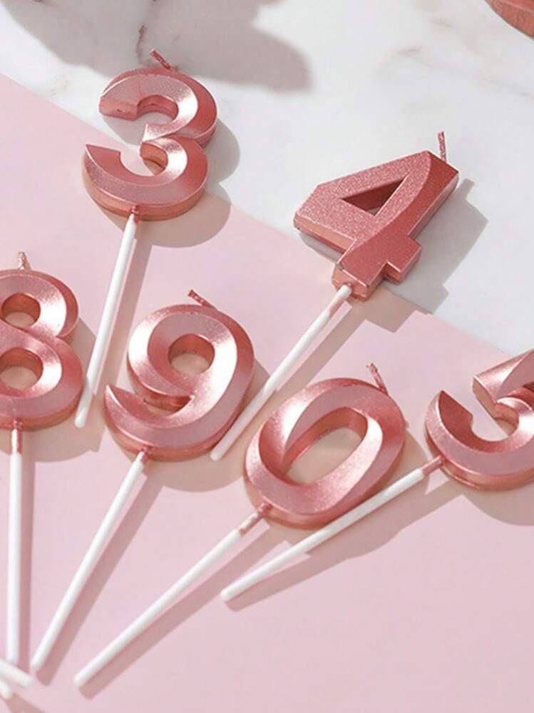1PC Birthday Party Cake Decoration Candles, Gold-Plated Digital Pink Exquisite Birthday Digital Candles Back To School, Wedding And Birthday Supplies, Home And Party Decorations - Style 2 - View 5