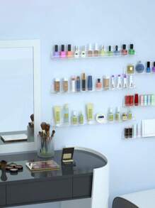 3M Transparent Acrylic Nail Polish Organizer Rack, Wall Mounted Shelf, Cosmetic Display Storage, Acrylic Wall Hanging Record Rack Room Decor