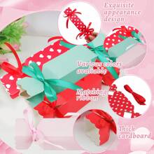 10个迷你礼盒，带丝带，小巧红色、粉色、绿色纸质糖果盒，心形图案，小型礼品包装盒，适用于婚礼、生日、迎婴派对、周年纪念派对回礼