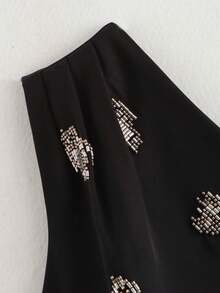 ZEVITY Women's Asymmetric Beaded Decor Sleeveless Top, Simple Fashion Daily Casual - Black - View 4