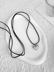 1 pezzo Collana di moda esagerata, collana decorata con cuore e fiocco, unica ed elegante, adatta per gioielli da esportazione in Europa e America