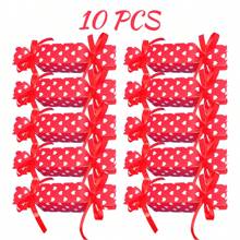 10个迷你礼盒，带丝带，小巧红色、粉色、绿色纸质糖果盒，心形图案，小型礼品包装盒，适用于婚礼、生日、迎婴派对、周年纪念派对回礼