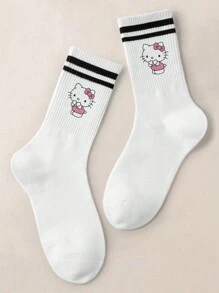 1 Pair Of Men's/Women's/Couple Mid Length Socks, Personalized, Fun, Colorful, Creative Cartoon Design, Holiday Gift, Comfortable And Breathable, Enhancing Family Atmosphere, Fashionable And Novel, Anime, Crazy, Multi-Color, Fun Neutral Socks