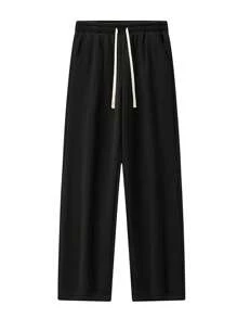 2-Pack Men's Simple Style Solid Color Straight Sweatpants Outdoor Jogging Sports Fitness Exercise Pants Men's Casual Pants - Black+Light Grey - View 3