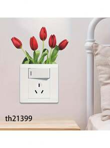 1 Stück abnehmbare kreative Tulpe Schalter Aufkleber, grüne Pflanze Blume Wandaufkleber, grüne Blatt Aufkleber Schalter Aufkleber, dekorative Kunst Wandbilder für Wohnzimmer, Schlafzimmer, Badezimmer, Küche, Heimdekoration (16 STIL), Aufkleber, Wandtattoo, Vinyl Aufkleber für Heimdekoration, Frühlingsdekoration Artikel um Ihr Zuhause aufzufrischen, Rama Dekorations Aufkleber, Valentinstag Dekorations Aufkleber