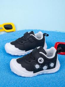 Sapatos De Bebê De Preto E Branco Para Primavera/Outono Com Ajustável, Design Fácil De Calçar E Tirar, Bico Anticolisão, Macio E Confortável, Sola Antiderrapante, Adequado Para Roupas Diárias - Preto e Branco - Ver 4