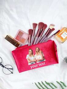 Customized Plush Makeup Bag, Personalized Fashion Plush Cosmetic Bag With Customizable Images And Text, Portable Plush Handbag, Suitable For Travel, Minimalist Toiletry Bag, Makeup Pouch - Multicolor - View 3