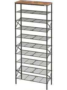 10 Tier Shoe Rack, Shoe Storage Organizer, Large Capacity Shoe Shelf Holds 40 Pairs Of Shoes, Durable And Stable, For Entryway, Hallway, Closet, Dorm Room, Rustic Brown SS10BR