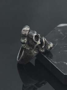High-Quality Human Head Portrait Stainless Steel 316 Ring, Vintage Silvery Color, Hip-Hop Large Antique Silver Ring, Men's Jewelry Gift - Ancient Silver - View 1
