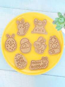 Bộ 8 khuôn cắt bánh quy hoạt hình hình chú thỏ dùng làm bánh cho lễ Phục sinh - Nhiều màu - Xem 2