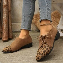 Mocasines suaves transpirables para mujer, nuevos zapatos retro de leopardo de moda para mujer - Marrón Mocha - Ver 3