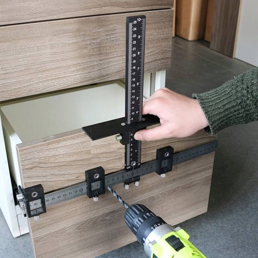 Black cabinet hardware tool woodworking drilling locator for
