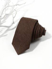 1 件男士休闲商务风格斜条纹和小格子领带，适合日常穿着和正式场合男士领带 - 棕色 - 查看 1