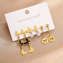 4pcs/Set Clover Stud Earrings, Creative Design, Minimalist, Elegant Vintage, Sweet Romantic Style, Classic Fashion Casual, Suitable For Valentine's Day, Eid, Daily Wear, Party, Holiday, Affordable Gift Choice