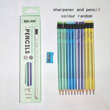 12pcs HB Pencils Set,With Sharpener Writing Pencil Study Practice Pre-Cut,Black, With Eraser Heads, HB Soft, Suitable For Office Use As Drawing, Writing, And Stationery Pencils - Includes A Pencil Sharpener Bonus,Back To School