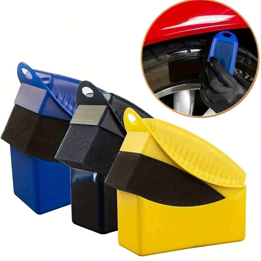 1 pièce Éponge de cirage et de polissage de pneu de voiture, accessoires de nettoyage et de brossage de voiture. - Taille Unique - Voir 1