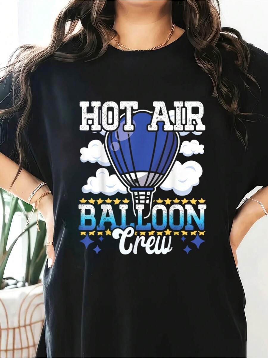 Hot Air Balloon Print Short Sleeve T-Shirt