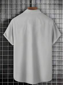 Hawaii Bamboo Guayabera Casual Shirts For Men, Short Sleeve Button-Down Pocket Aloha Shirt