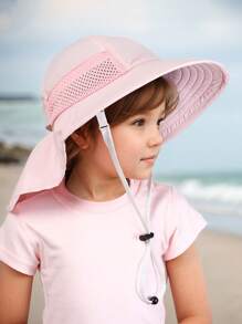 1 件女童时尚宽边太阳帽，透气可调节防护遮阳帽，适合户外、度假和日常休闲穿着（适合 6-12 岁） - 1PC - 查看 3