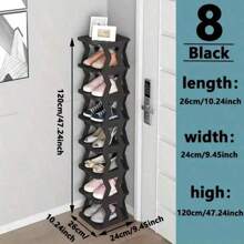 9-Tier Narrow Entrance Plastic Shoe Rack, Space Saving Freestanding Shoe Organizer For Closet, Hallway