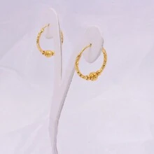 耳环镀金小圆耳环时尚珠宝女士礼物圈形穿孔金耳环穿孔配饰 - 金色 - 查看 6