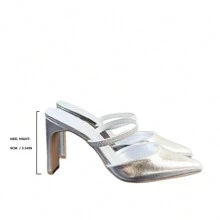 Zapatos de tacón alto de unicolor para mujeres, zapatos elegantes de moda con punta puntiaguda aptos para fiestas y uso en la oficina