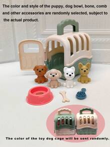 8pcs/Set Kids Play House Pet Toys, Random Color Dog Accessories Mini Toy Dog Cage Play Set, Party Gifts For Thanksgiving, Easter, Christmas,Small Toys For Kids,Sensory Bin,Doctor Toys