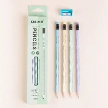 12pcs HB Pencils Set,With Sharpener Writing Pencil Study Practice Pre-Cut,Black, With Eraser Heads, HB Soft, Suitable For Office Use As Drawing, Writing, And Stationery Pencils - Includes A Pencil Sharpener Bonus,Back To School