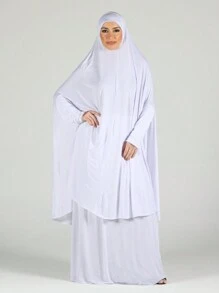 1 Stück Damen Abaya Zubehör Einfarbiger Ärmel All-In-One Kapuzen Gewand Gebetskleid, lässiger Khimar Hijab passend für den täglichen Gebrauch, Saudi-Arabien