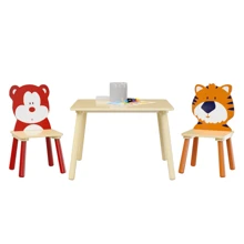 Table And 2 Chairs Set 3 Pieces Toddler Table And Chair Set Wooden Activity Play Table Set BearandTiger